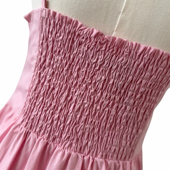 Deluc Padua Pink Poplin Maxi Dress | NWT | Bow Tie V-Neck | Size M - Picture 6 of 16